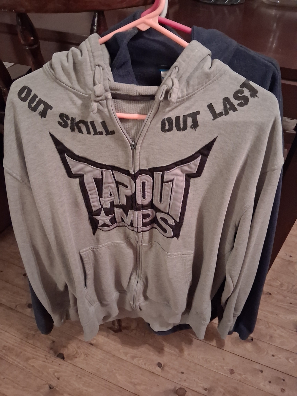 Tapout Grey and Black Logo Zip Hoodie